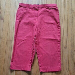 Northern Reflections Womens Essential Stretch Cropped Pants Size 12 Red Cotton B
